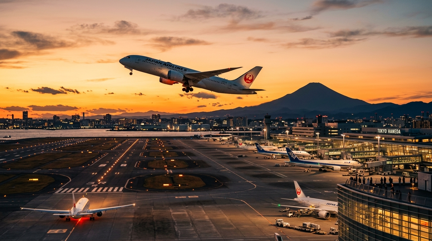 羽田空港 夕景フライト